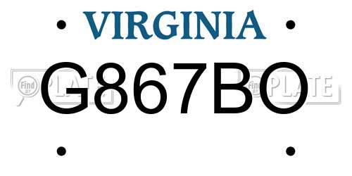 G867BO Virginia License Plate