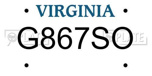 G867SO Virginia License Plate