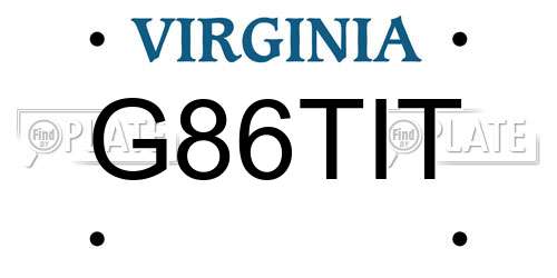 G86TIT Virginia License Plate