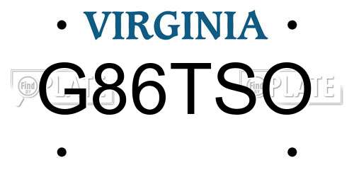 G86TSO Virginia License Plate