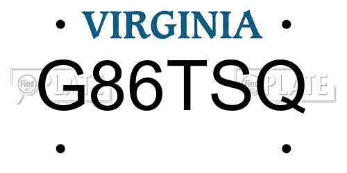 G86TSQ Virginia License Plate