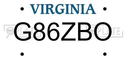 G86ZBO Virginia License Plate