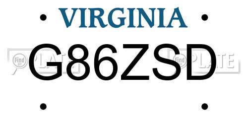 G86ZSD Virginia License Plate