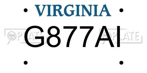 G877AI Virginia License Plate