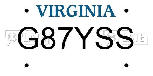 G87YSS Virginia License Plate