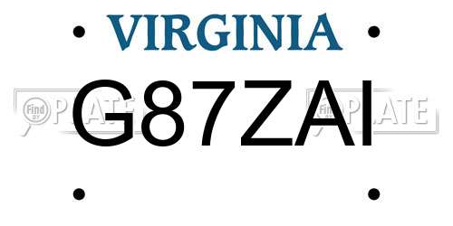 G87ZAI Virginia License Plate