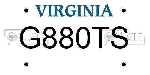 G880TS Virginia License Plate