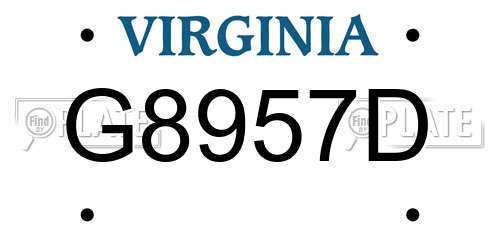 G8957D Virginia License Plate