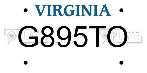 G895TO Virginia License Plate