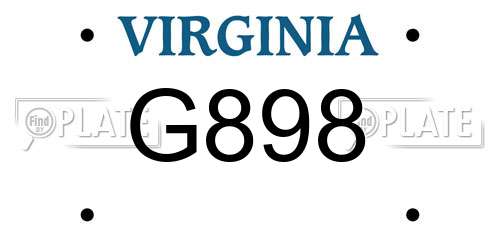 G898 Virginia License Plate