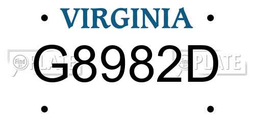 G8982D Virginia License Plate