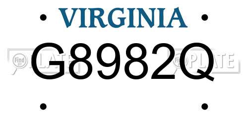 G8982Q Virginia License Plate