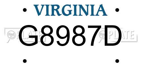 G8987D Virginia License Plate