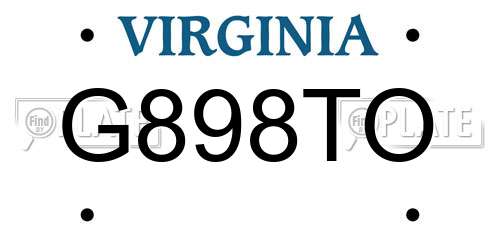 G898TO Virginia License Plate