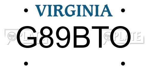 G89BTO Virginia License Plate