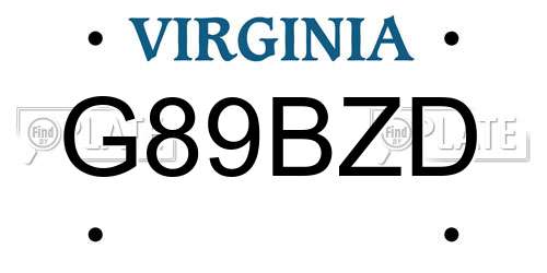 G89BZD Virginia License Plate