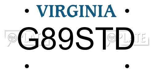 G89STD Virginia License Plate