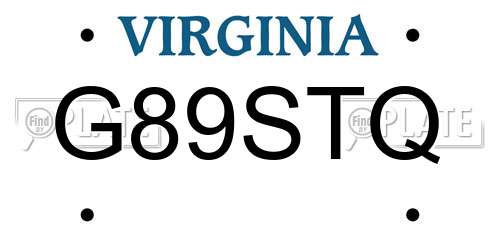 G89STQ Virginia License Plate