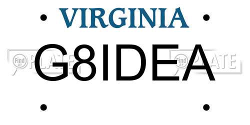 G8IDEA Virginia License Plate