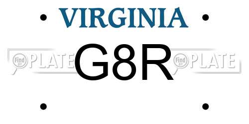 G8R Virginia License Plate