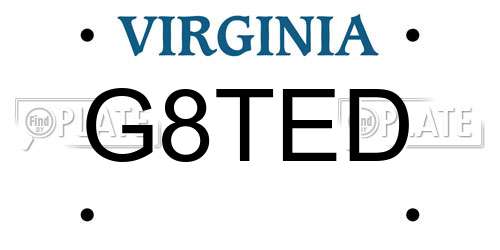 G8TED Virginia License Plate