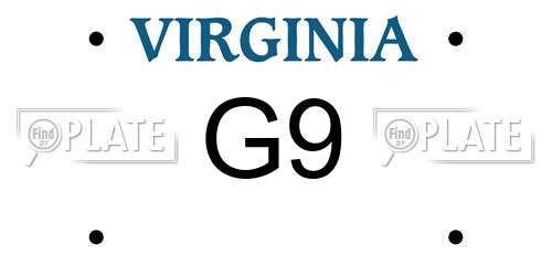 G9 Virginia License Plate