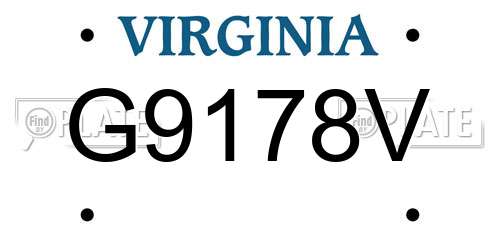 G9178V Virginia License Plate
