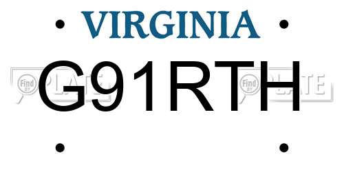 G91RTH Virginia License Plate