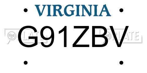 G91ZBV Virginia License Plate