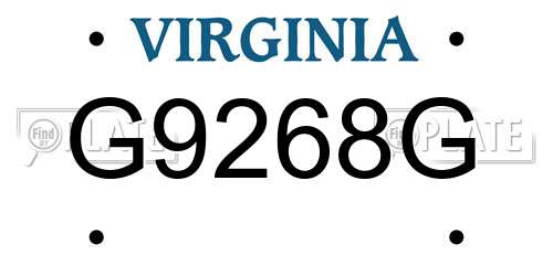 G9268G Virginia License Plate