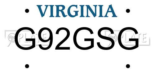 G92GSG Virginia License Plate