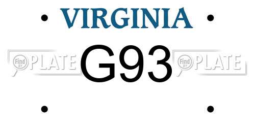 G93 Virginia License Plate