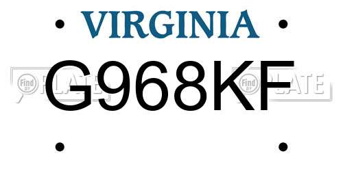 G968KF Virginia License Plate