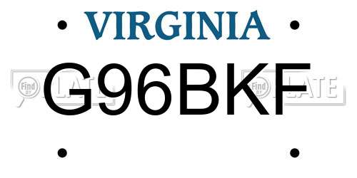 G96BKF Virginia License Plate