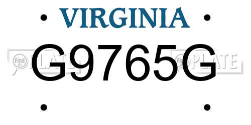 G9765G Virginia License Plate