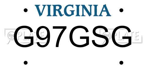 G97GSG Virginia License Plate