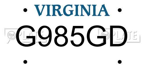 G985GD Virginia License Plate
