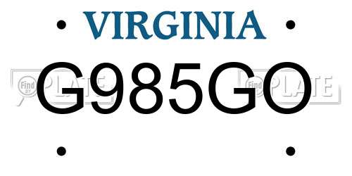 G985GO Virginia License Plate