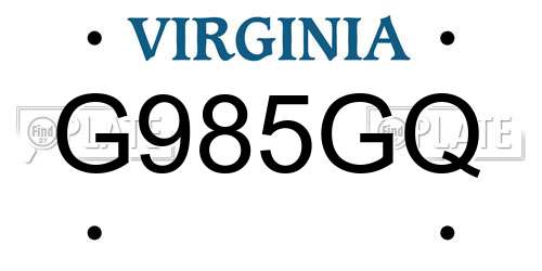 G985GQ Virginia License Plate