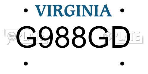 G988GD Virginia License Plate