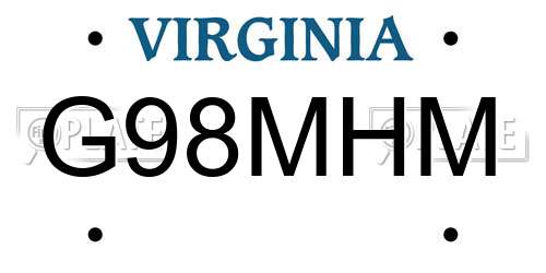 G98MHM Virginia License Plate