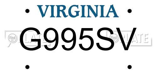 G995SV Virginia License Plate
