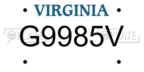 G9985V Virginia License Plate