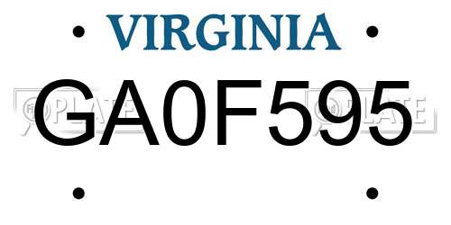 GA0F595 Virginia License Plate