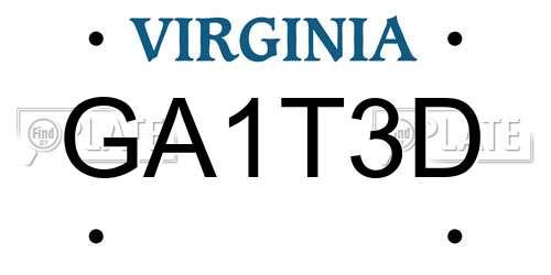 GA1T3D Virginia License Plate