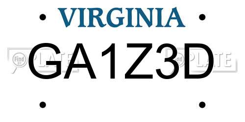 GA1Z3D Virginia License Plate