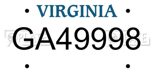 GA49998 Virginia License Plate