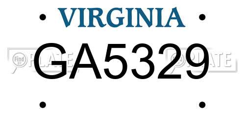 GA5329 Virginia License Plate