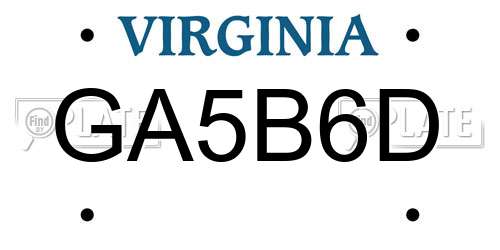 GA5B6D Virginia License Plate