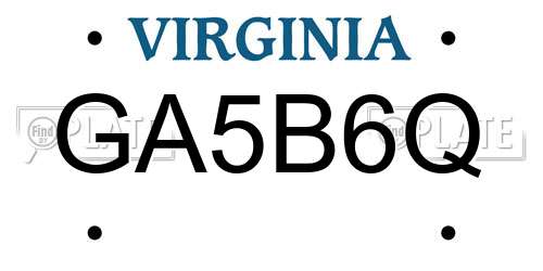GA5B6Q Virginia License Plate